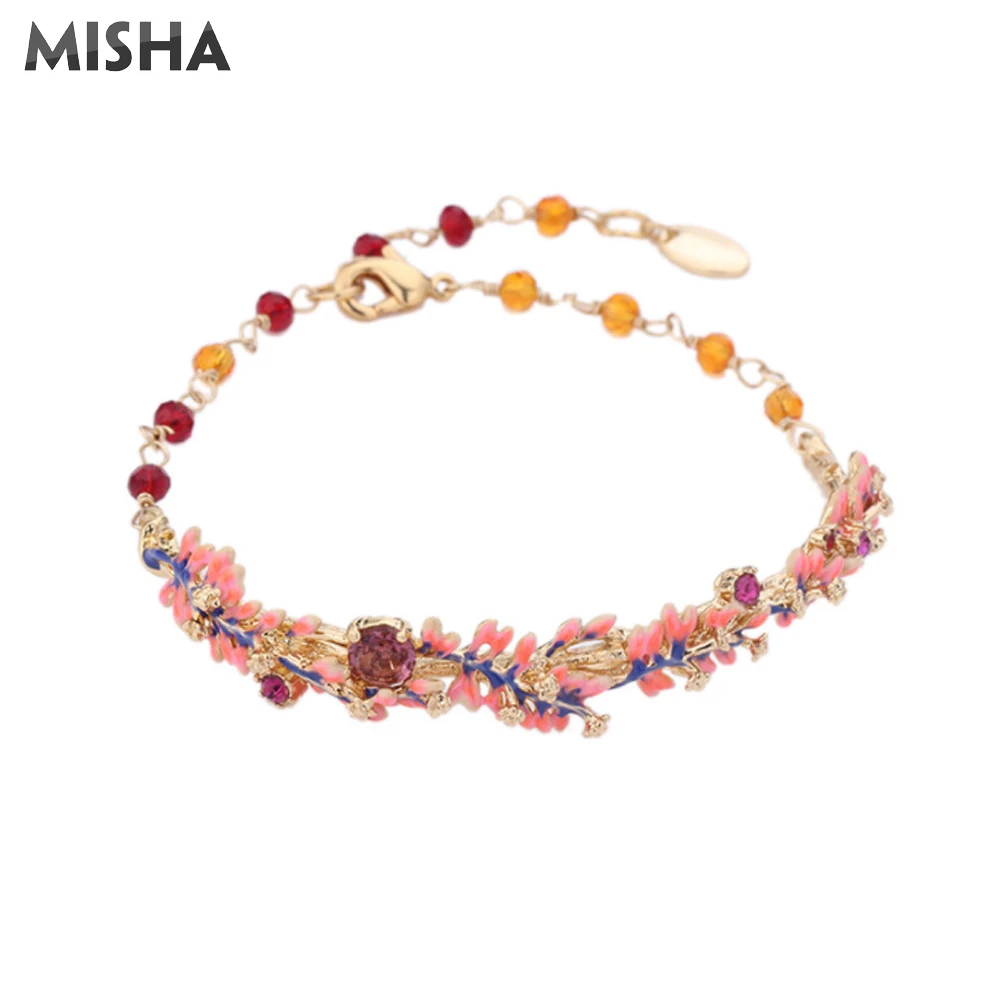 

MISHA New Bracelets Bangles For Women Enamel Glaze Jewelry Cactus Simulated Hand Chains Party Wedding Female Gift L572