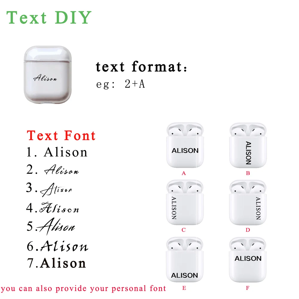 Case for Air Pods Custom Logo/Name/Image Case for Air pods Aceesorry Cover Hard Plastic Personal Design DIY Cover for Airpod Hot
