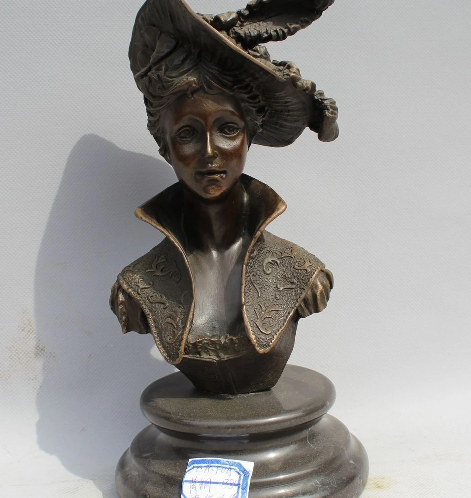

10"Western Art sculpture Bronze Marble Famous Nobility Women Dai an na Statue