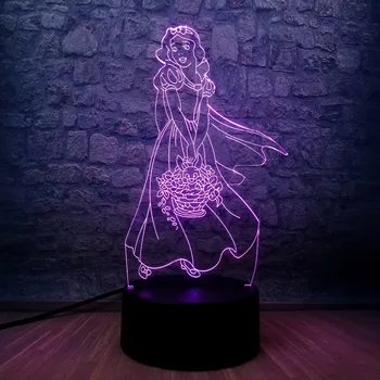 

Beautiful 3D LED Night Light Snow White 7 Color Changing Table Night Light Lampara Elegant Girl Room Decoration Sleep Lamp