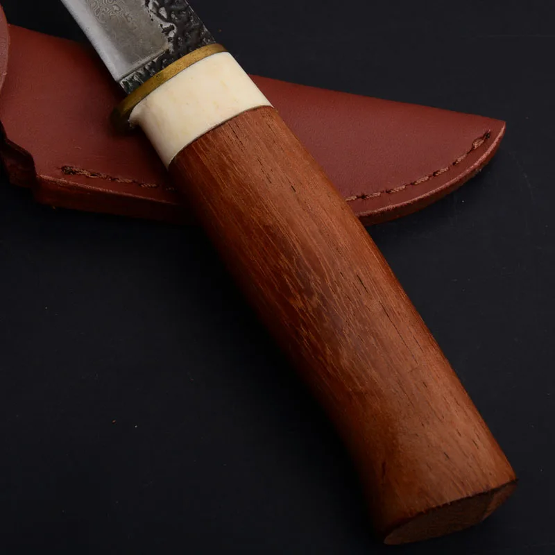 handemade fixed blade knife wood handle outdoor camping hunting survival pocket edc tools (3)