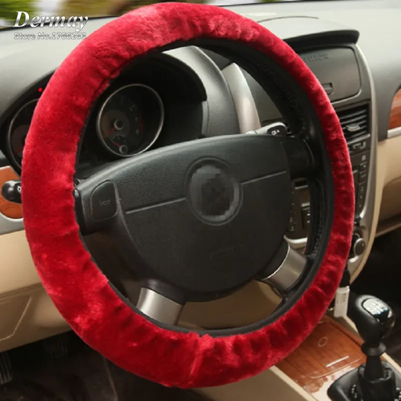 Зимний плюшевый автомобильный Меховой чехол на руль подходит для колеса