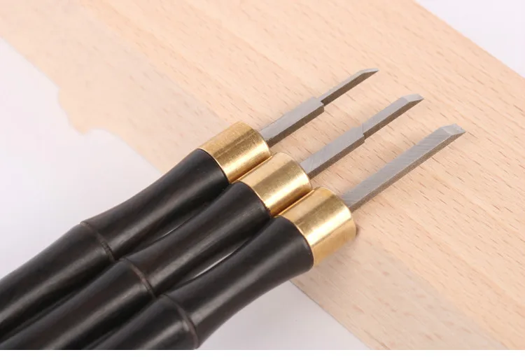 

1/2/3mm High Speed Steel Wood Carving Hand Chisel Woodworking Tool Set Ebony Handle Woodworkers Tools With Canvas Bag