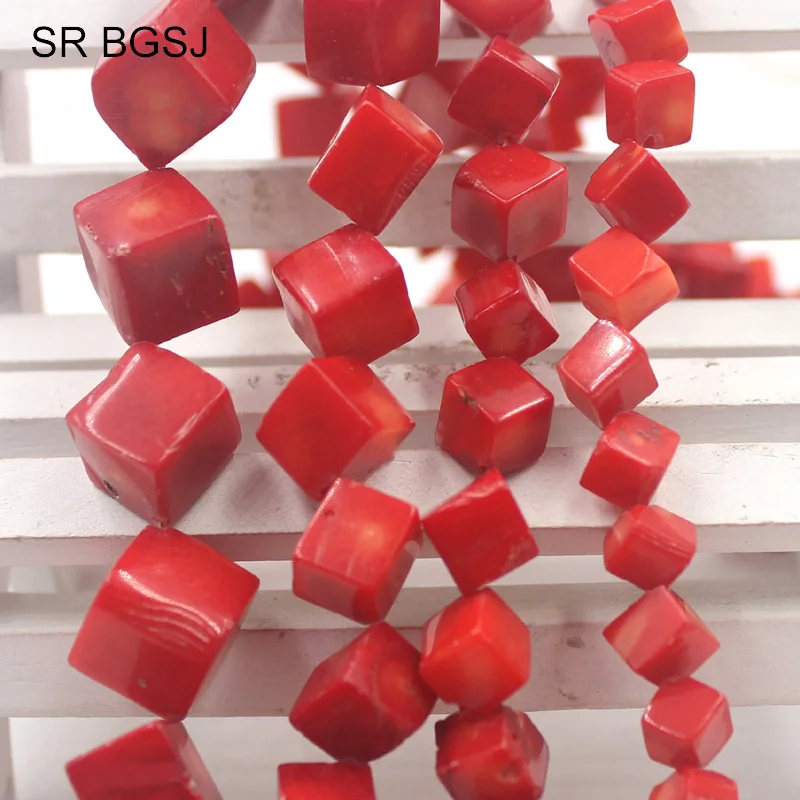 Free Shipping 6 8 10 12mm Cubic Diagonal Coral Real Genuine Natural Red
