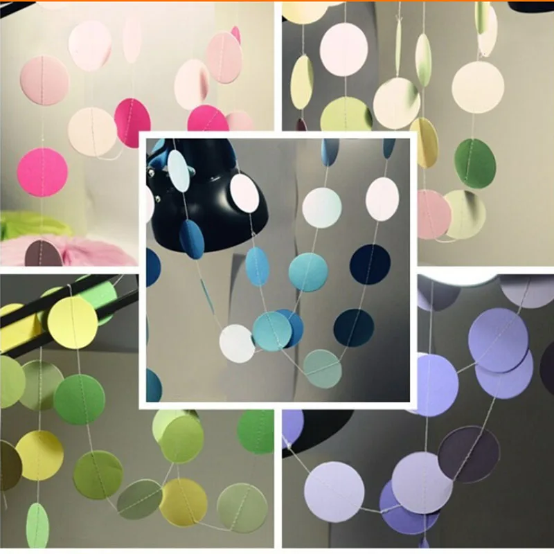 

2m Long Paper Garland Ornaments Curtain Wall Pop Disc Holiday Party Wedding Room Classroom Decor Wall Decorations