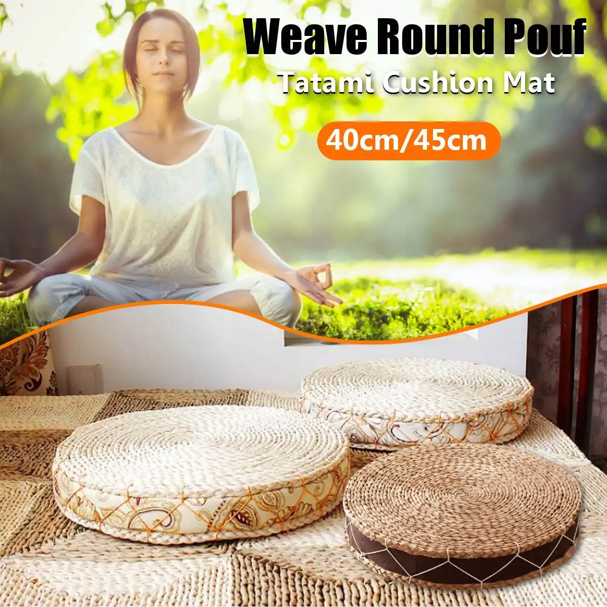 3 размера Горячая натуральная солома круглая подушка Pouf татами напольные подушки медитационная Йога круглый коврик подушка стула Новинка