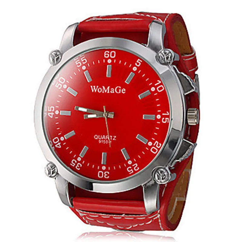 2018 новый бренд Womage Роскошные наручные часы Повседневное и модные часы кварцевые кожаные ремни большие часы Для женщин популярные