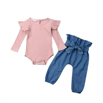 

2019 Brand New Baby Clothes Newborn Baby Girl Clothes Long Sleeve Tops Jumpsuit Bodysuit+Pants Outfit Set Autumn Clothing Girl