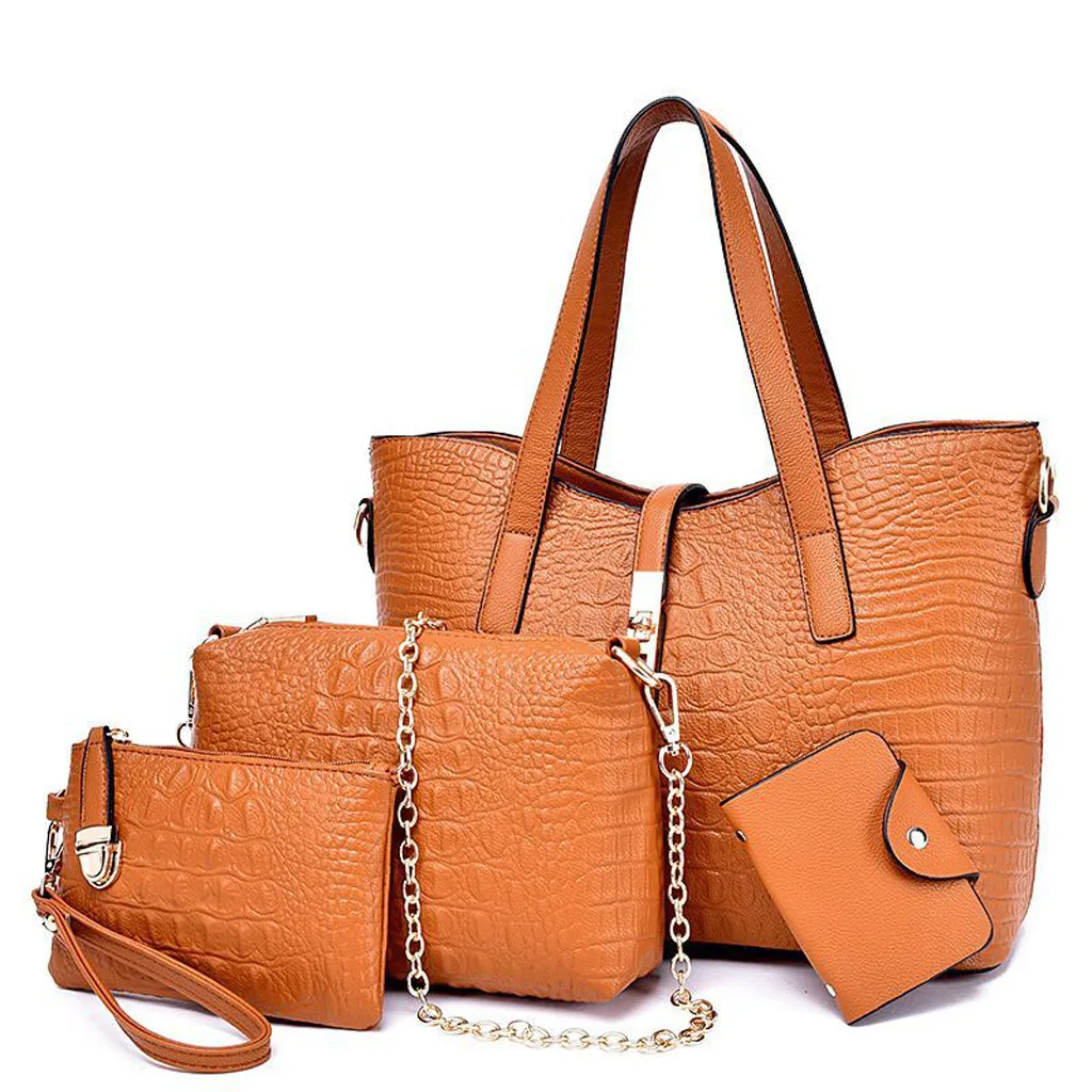 Женские сумки высокого качества из искусственной кожи, сумка-мессенджер, женский клатч и кошелек, роскошные сумки через плечо, 3 шт - Цвет: 4Pcs U