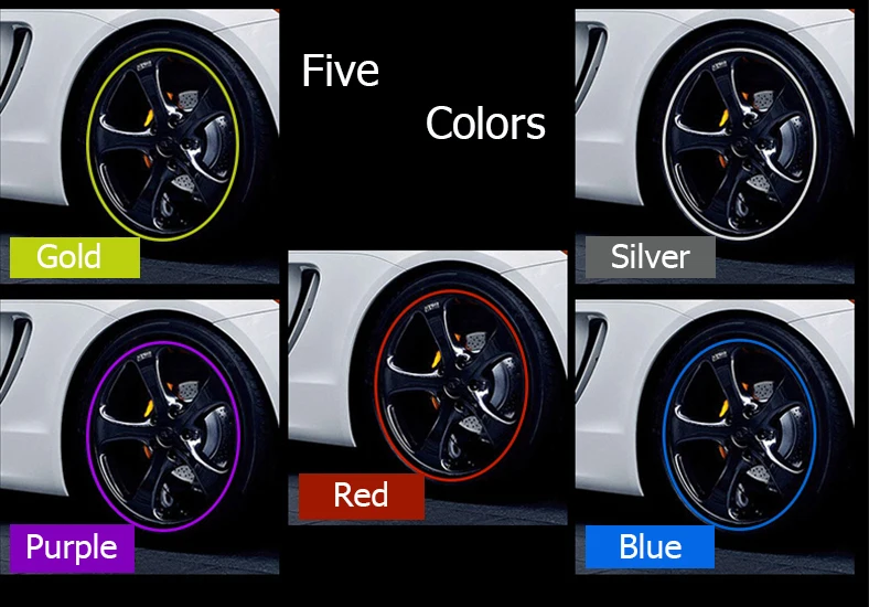 HOYOO 8 м/рулон Rimblades автомобильные цветные колеса обода протекторы Декор полосы шины защитная линия резиновая Литье отделка