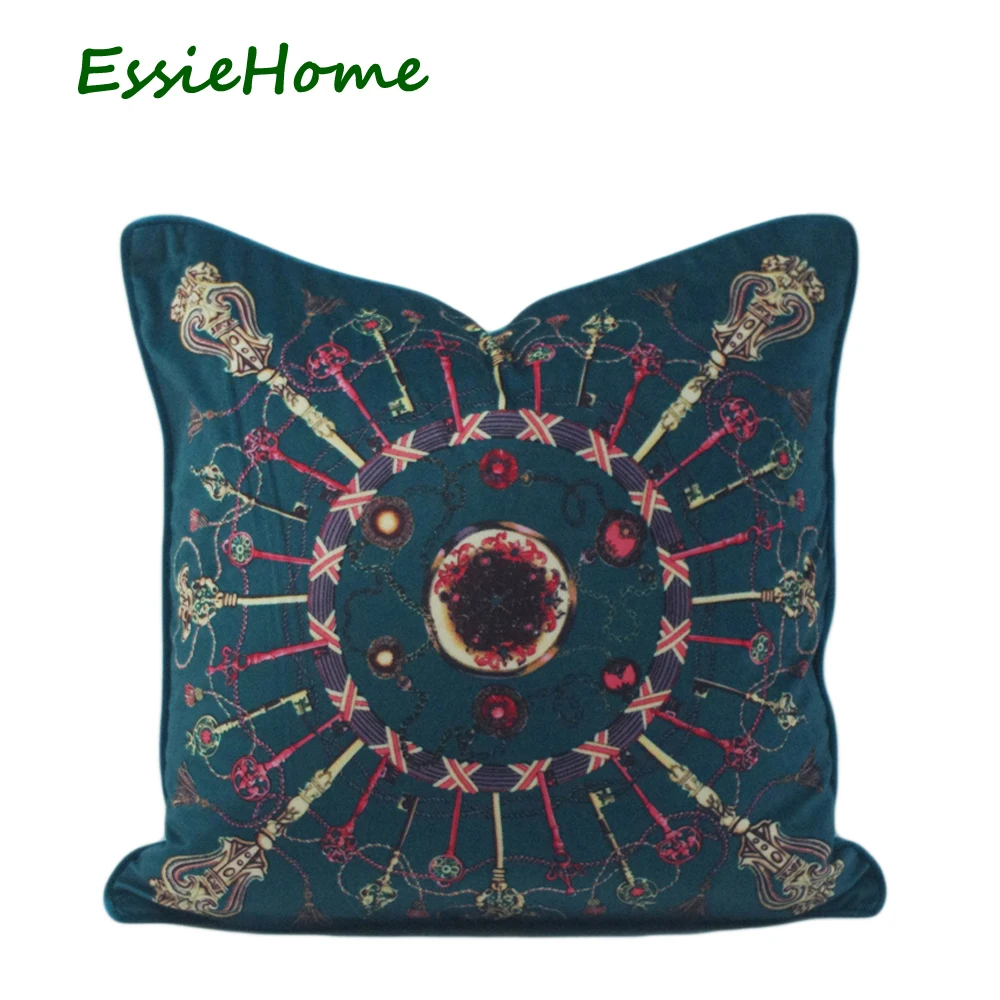 comprar ESSIE EM CASA Impress atilde;o de Veludo Travesseiro Com Tubula ccedil; atilde;o Chave Estilo Rococ oacute; Barroco Verde Escuro Macio Capa de Almofada Fronha Home Decor