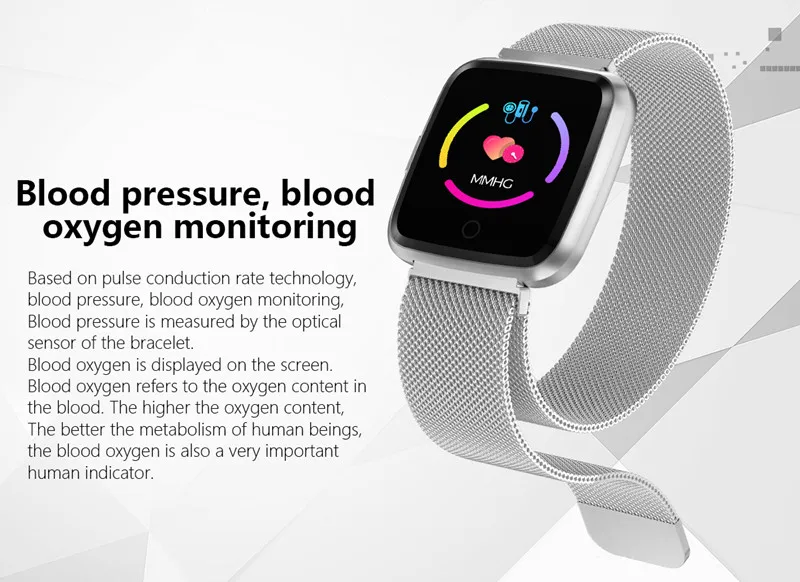 Фитнес браслет IP67 Водонепроницаемый с монитором сердечного ритма, измеритель артериального давления, Монитор кислорода спортивный умный Браслет для Android IOS смарт часы 3