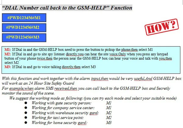 chama o telefone GSM intercom chamada ajuda ponto