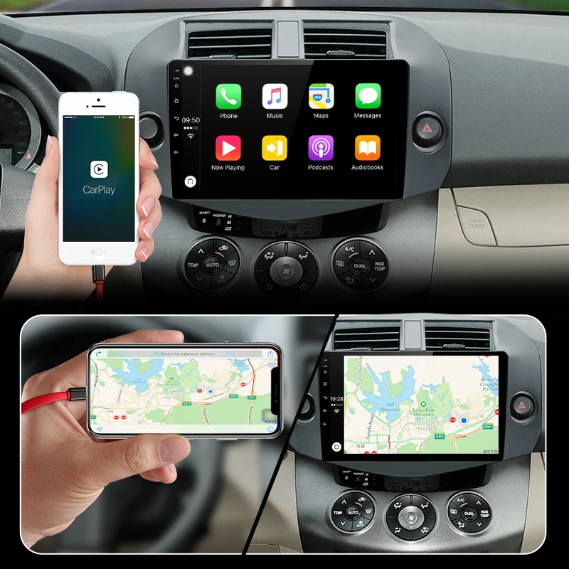 Junsun V1pro 4G+ 64G CarPlay Android 9,0 для Toyota RAV4 2005-2013 автомобильный Радио Мультимедиа Видео плеер навигация gps RDS 2 din dvd