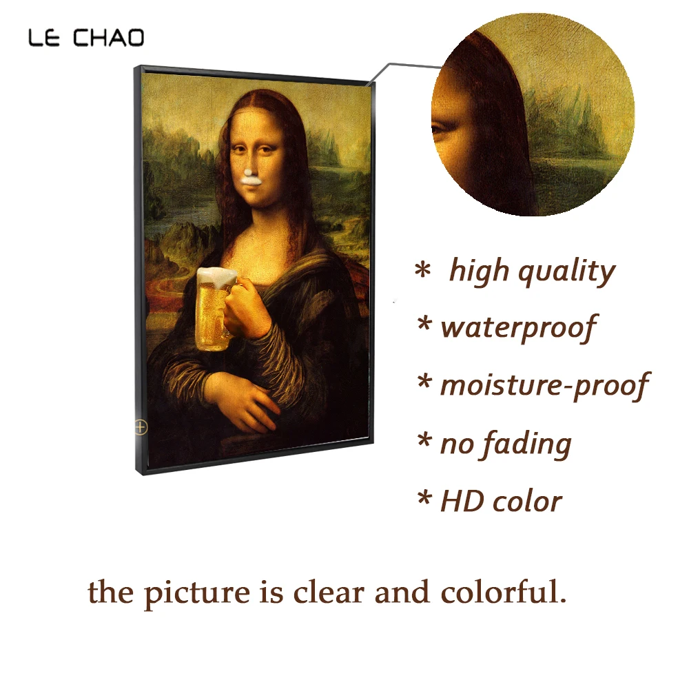 LECHAO Мона Лиза пиво плакаты и принты Абстрактная Картина на холсте для гостиной настенные картины Современное украшение дома без рамы