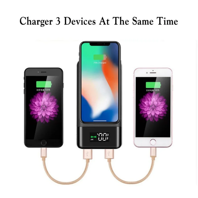 Новинка 2019 Qi Беспроводное зарядное устройство 20000 мАч 2USB LED CLD портативное быстрое