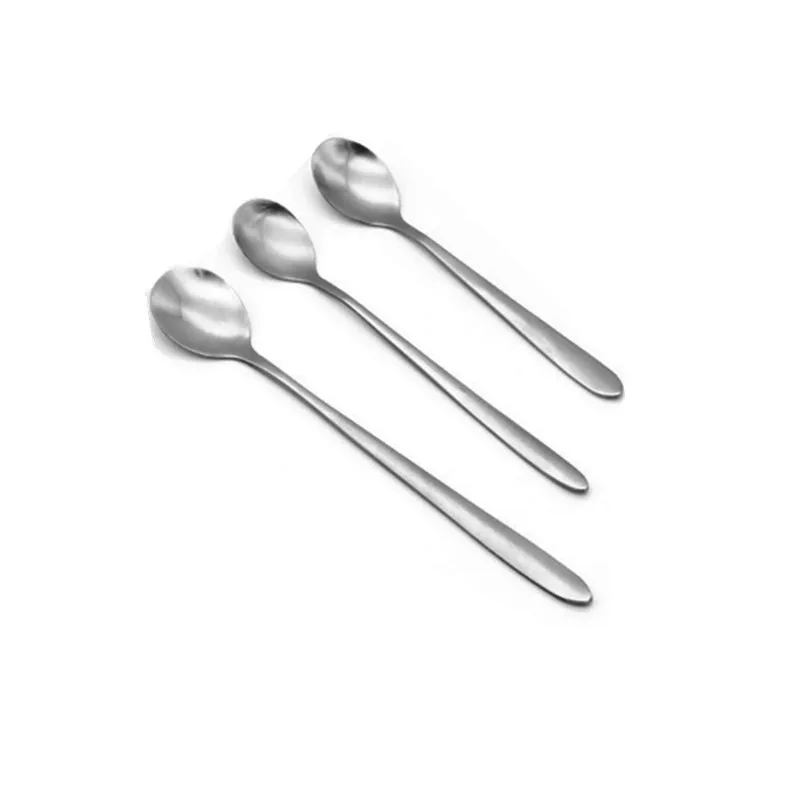 

Stainless Steel Coffee Latte Ice Tea Cream Long Handle Spoon Flatware Kitchenware Dining Tool Home Utensil New