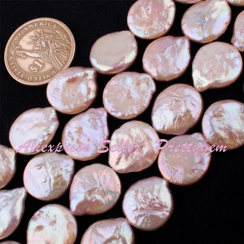 16 мм белый розового и фиолетового цветов пресноводный жемчуг для монет Натуральный камень жемчуг натуральный бусинки Браслеты Цепочки и ожерелья браслет DIY ювелирных изделий 14."
