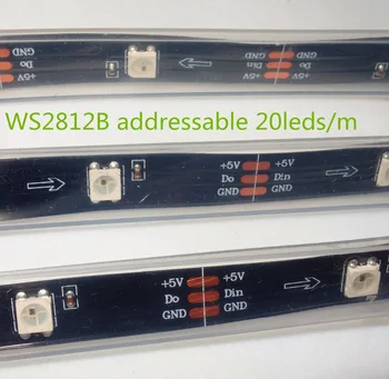 

Addressable 5m 20LEDs/m DC5V WS2812B led pixel strip;waterproof in silicon tube;IP66,with 20pixels/M;BLACK PCB