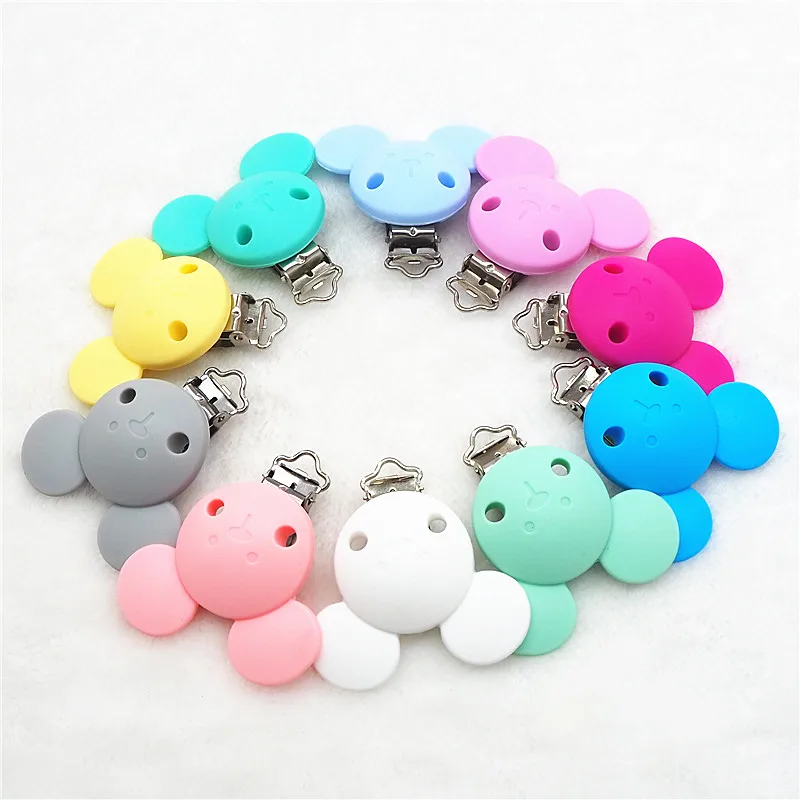 

Chenkai 5PCS Silicone Mickey Pacifier Clips DIY Baby Dummy Teether Chain Holder Mouse Animal Nursing Toy Clips Accessories