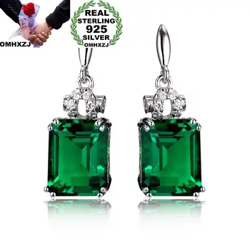 

OMHXZJ Wholesale European Fashion Woman Girl Party Wedding Gift Green Tourmaline Zircon 925 Sterling Silver Stud Earrings EA83