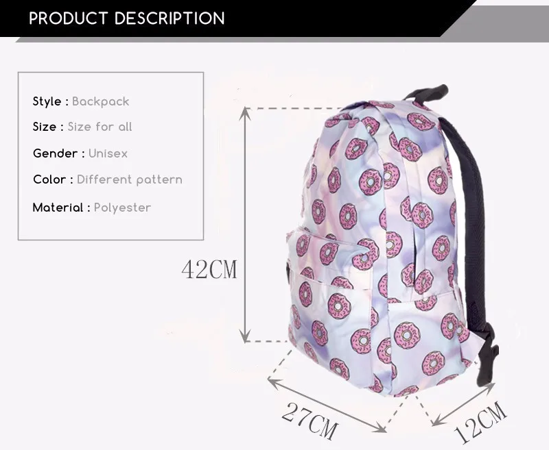 Holo пончики 3D печать mochila рюкзак женская сумка mochilas mujer новые школьные рюкзаки для ноутбука sac a dos back pack школьный рюкзак