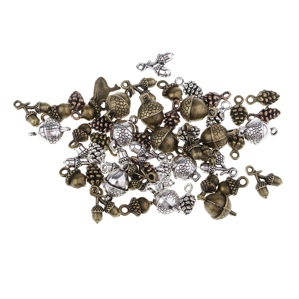 50pcs Xmas Pine Cone Pendants Charms DIY Kids Christmas Hair Accessories Findings Bracelet Necklace Earrings Pendants