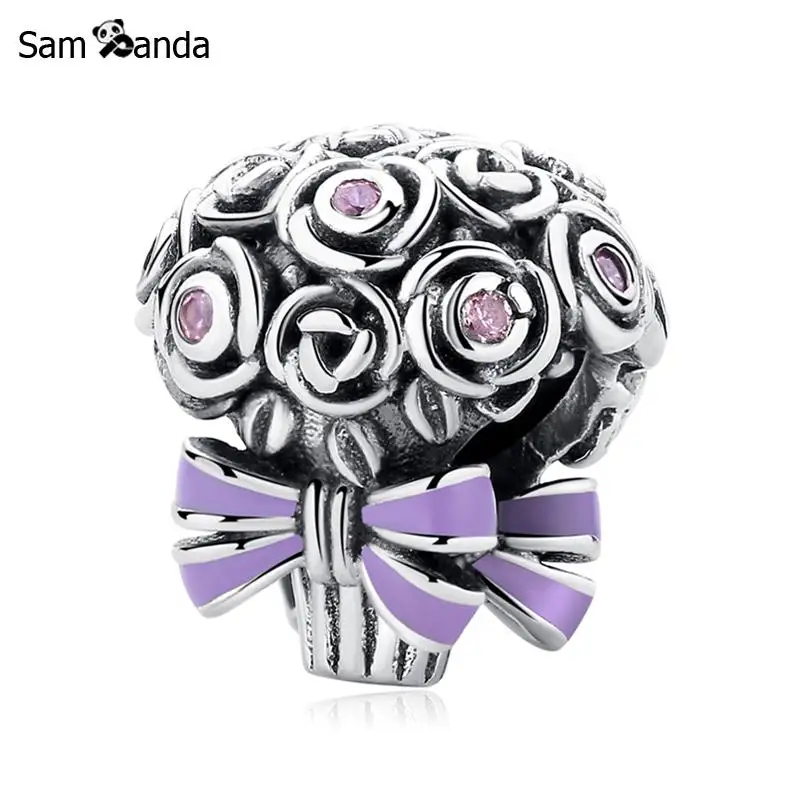 Original 100 925 Sterling Silver Charm Bead Celebration Bouquet Charms