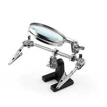 5x Portable Clip-on Metal Holder Three-hand Magnifier Magnifying Glass Lens For Jeweler Magnifier loupe glass/Rework/Soldering