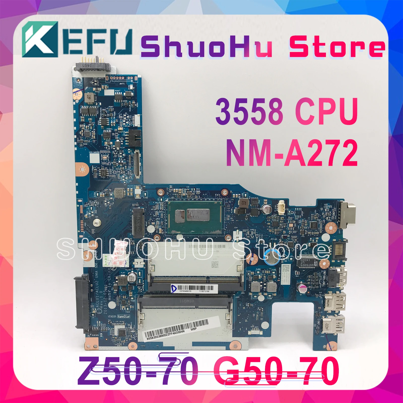 KEFU ACLU1/ACLU2 NM A272 материнская плата для ноутбука Lenovo G50 70 Z50 70M 3558 тест CPU