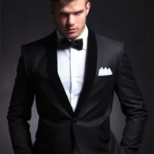 Костюмы Под заказ для свадьбы смокинг черный одна кнопка одежда жениха