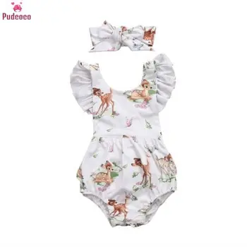

Fashion Newborn Toddler Infant Baby Girl Romper Printed Cartoon Deer Ruffles Jumpsuit Outfits Baby Clothes 0-18M
