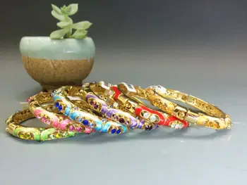 

Wholesale 4pcs Stunning Chinese Handmade Inlaid Rhinestone Hollow Bracelet Bangle