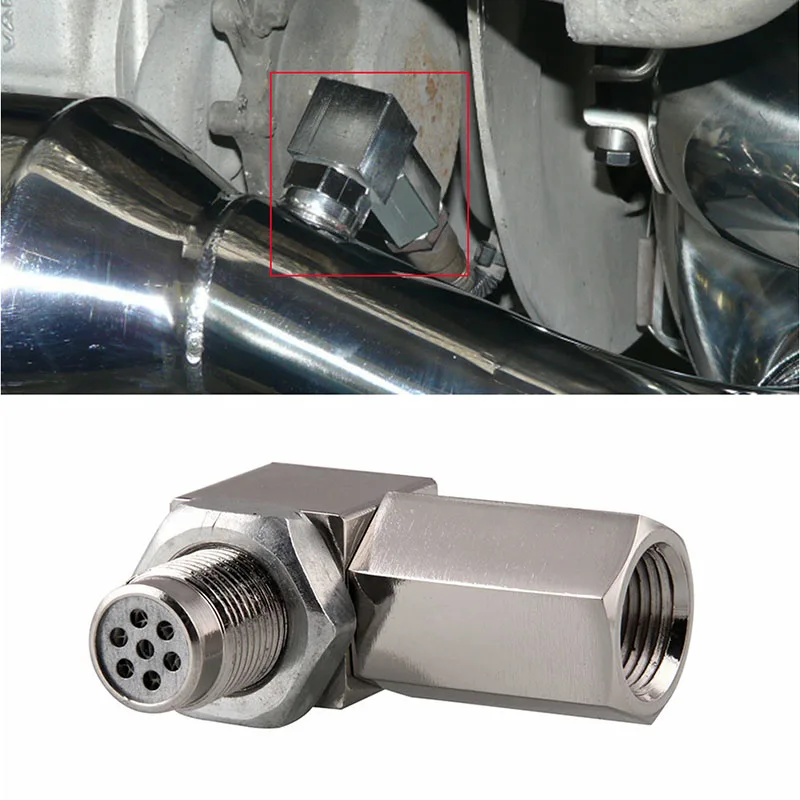 

90 Degree Car Oxygen Sensor Spacer Engine Light CEL Check Bung Mini Catalytic Converter M18 x 1.5