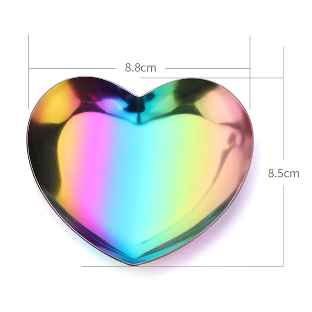 Новинка маленькие предметы ювелирных изделий дисплей лоток зеркало украшение цветной металлический лоток для хранения в форме Золотого сердца фруктовая десертная тарелка