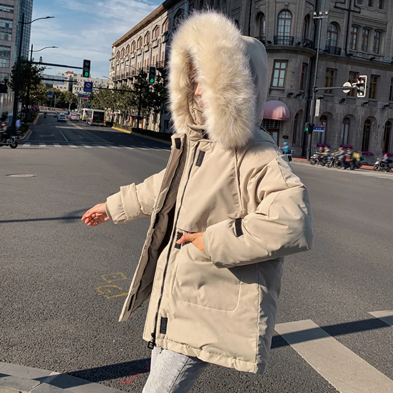 FTLZZ короткие парки с воротником из искусственного меха, женские свободные пуховые хлопковые пальто, зимние куртки с капюшоном, черная бордовая зимняя верхняя одежда