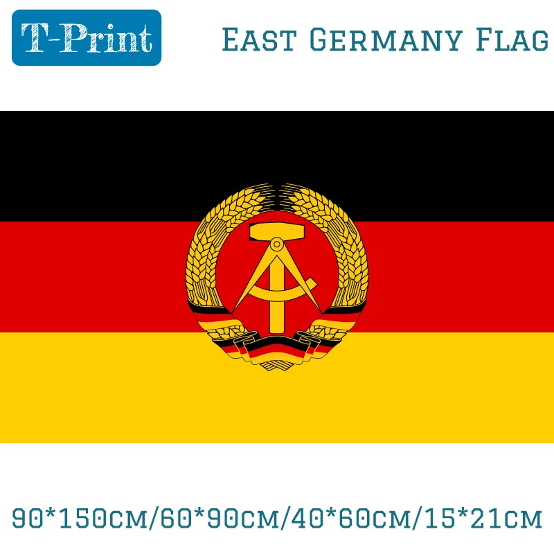 

Free shipping 90*150cm/60*90cm/40*60cm/15*21cm German Democratic Republic GDR GDR Flag East Germany Banner 3x5ft