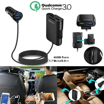 4in1 4USB 車の充電器急速充電 3.0 電話車の高速前面背面充電アダプタ車 Adaptateur デ chargeur iPhone huawei 社