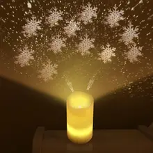 Remote Control Flameless Candle LED Nights Light Projector Luminaria Novelty Rotary Lamp Nightlight Illusion Baby Kids Xmas Gift