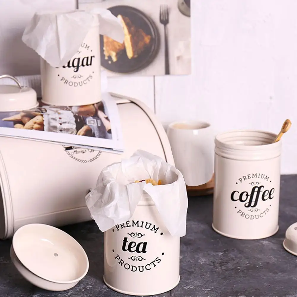 

Portable 3Pcs/Set Tea Coffee Sugar Storage Canister Kitchen Spice Jar Candy Pot with Lid Kitchen Accessory Supply