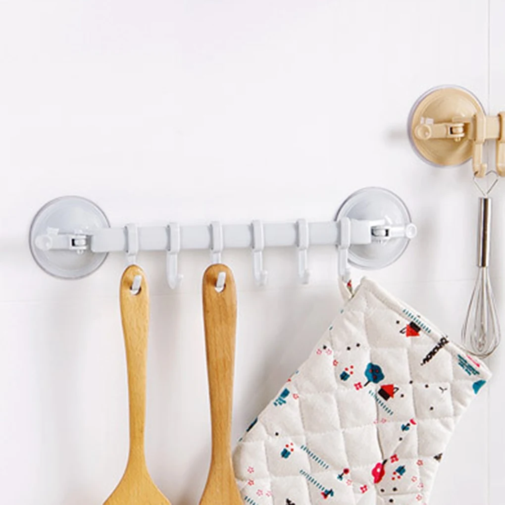 

Wall Vacuum Rack Suction Cup 6 Hooks Towel Bathroom Kitchen Holder Sucker Hanger Cabinet Cupboard Hanger Frame Holde rack