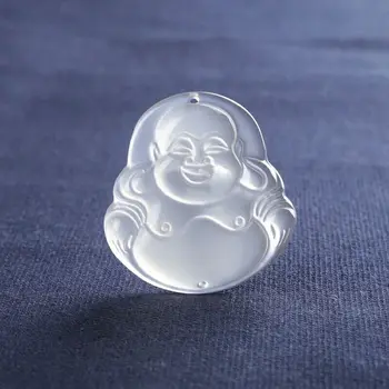 

Natural Ice Kind Of Chalcedony Laughing Buddha Pendant Necklace Wholesale