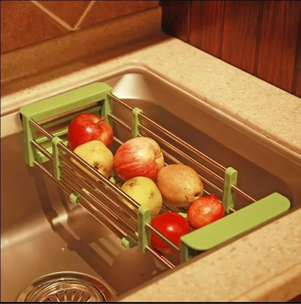 

Kitchen sink stainless steel retractable stainless steel can be retractable basket of vegetables and fruits