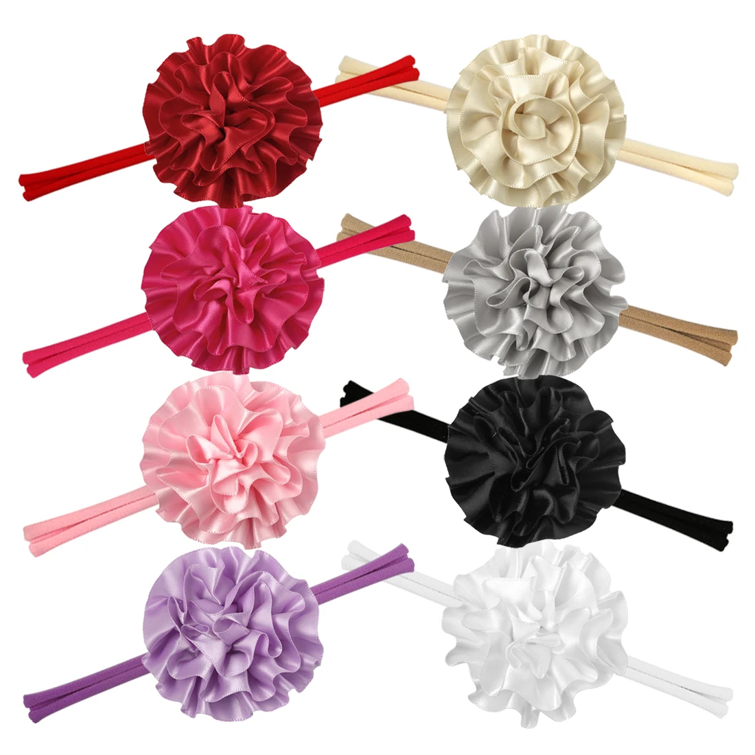 Buy 1 PC Silk Flower With Nylon Headbands Girls Satin