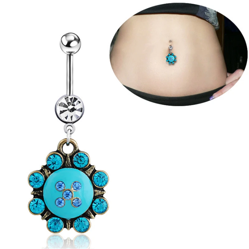 Surgical Steel Navel Rings Crystal Belly Button Ring Bar Piercing Jewelry Beauty Surgical Steel Navel Rings Crystal Belly Button Ring Bar Piercing Jewelry Beauty