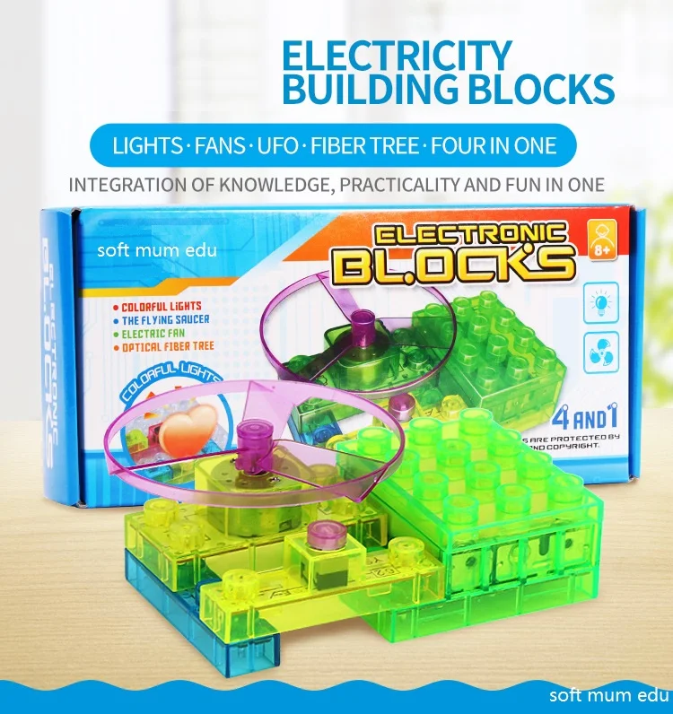 

Children Circuit Model DIY Toys Energy Building Blocks Student Circuit Electronic block Four In One Kids educational STEAM Toys