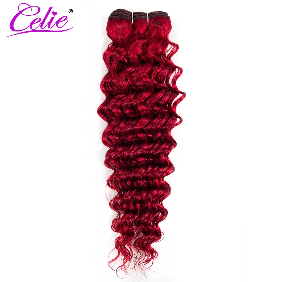

Celie Brazilian Red Deep Wave Bundles Human Hair Extensions Hair Weave Bundles Can Buy 1/3/4 bundles