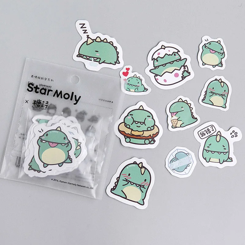 40 PCS Creative Little Dragon Green Paper Sticker Decoration DIY Ablum Diary Scrapbooking Label Sticker Cute Stationery