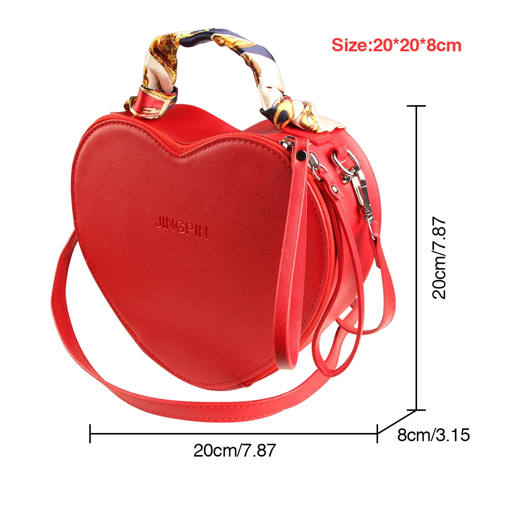 Women bag Women's Leather Handbags heart shaped red Tote Shoulder Bag Women Messenger Bags Scarf ladies hand bags for 2019 New