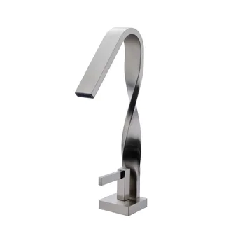 

Single Lever Bathroom Basin Sink Faucet with Waterfall Spout Solid Brass